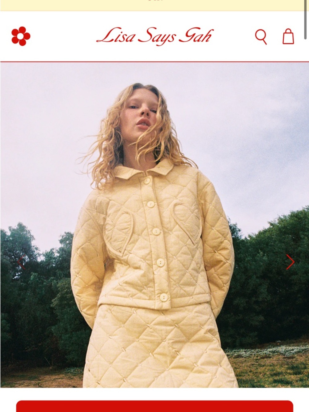 Lisa Says Gah Quilted Pale Yellow Puffer Jacket